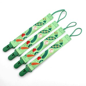 Guangzhou supplier custom polyester printed cute baby pacifier clip holder