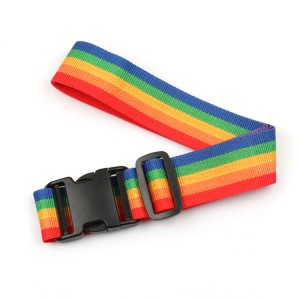 Wholesale custom polyester rainbow luggage strap airport webbing belt