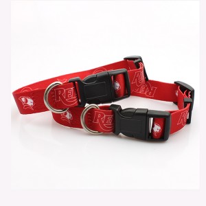 Customized special print fashion ribbon dog collar with plastic buckle