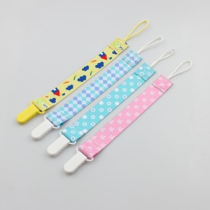 Printed cartoon ribbon baby pacifier clip wholesale
