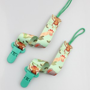 OEM colorful printing soft baby pacifier chain clip supplier