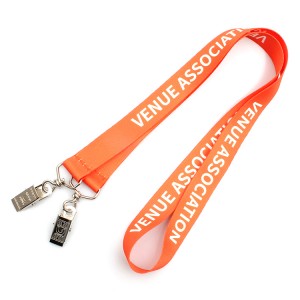 Wholesale Customized Polyester Double Clip Lanyard Free Sample
