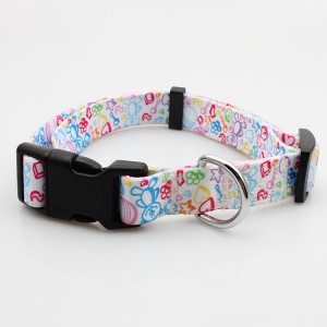 Customized special print fashion ribbon dog collar with plastic buckle