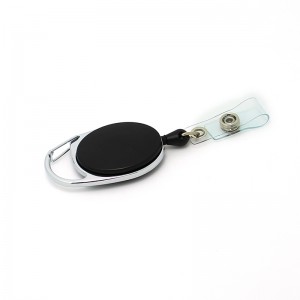 Custom high quality promotion carabiner badge reel with belt clip