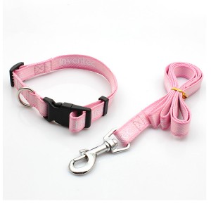 OEM logo comfortable polyester weave adjustable pet collar dog leash