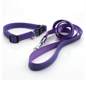 Custom made organic free designer pet leash dog collar set reflective