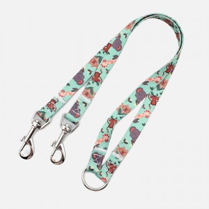 2019 hot sell fashion durable soft printed cute dual dog leash