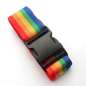 Wholesale custom polyester rainbow luggage strap airport webbing belt