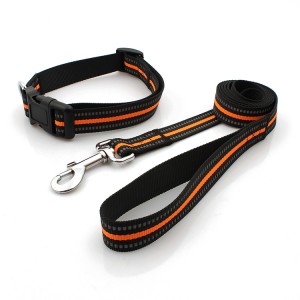 Wholesale adjustable premium reflective pet leash and collar for dogs
