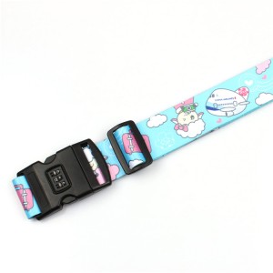 Wholesale custom printing strap adjustable cheap polyester luggage belt with number lock