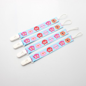 Professional supplier cute soft chain pacifier holder clip for baby