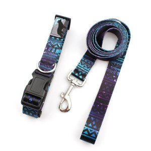 Printing webbing adjustable dog collar and leash with buckle