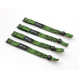 Custom Woven Friendship Plain Embroidered Fabric Souvenir Fastener Wristbands Polyester Bracelets Text