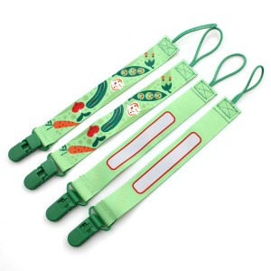 Guangzhou supplier custom polyester printed cute baby pacifier clip holder