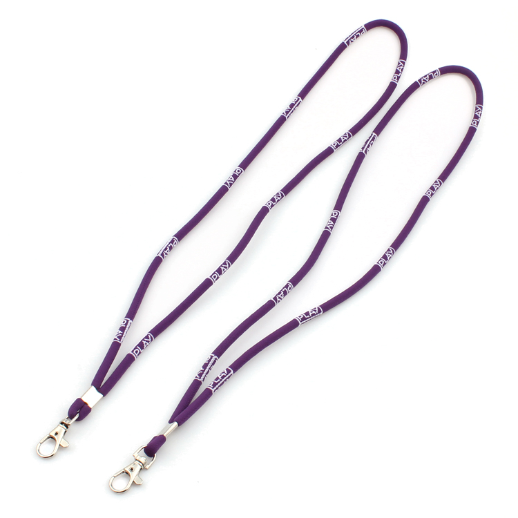 Woven round lanyard with custom logo polyester elastic cord lanyard Featured Image