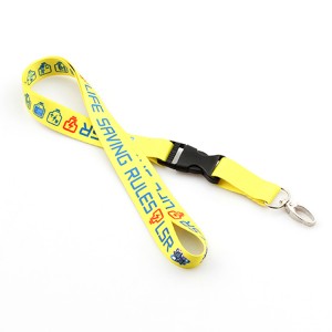 Factory custom cheap sublimation printing polyester lanyard with breakaway buckle