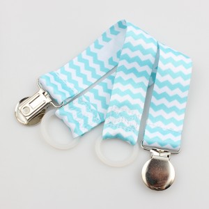 Personalized Polyester Baby Pacifier Holder Metal Clip