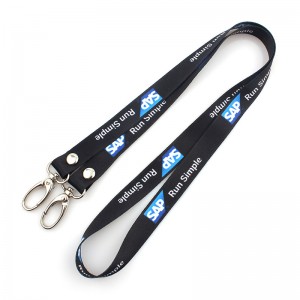 Customized Polyester Two Hooks Neck Lanyard for Sale