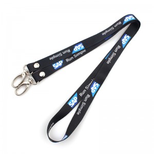 Professional China Printed Polyester Customized Lanyard  Customized Polyester Two Hooks Neck Lanyard for Sale