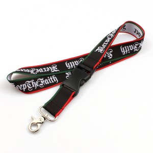 Custom logo elastic woven cord round lanyard with stopper