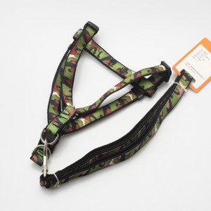 Classic Solid Color Adjustable polyester Dog Harness with Lead leash Hot Sale