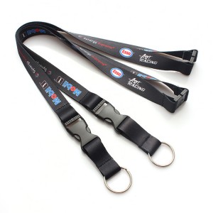 Promotional Custom Logo Neck Heated Transfer Printing Polyester Lanyard with plastic hook