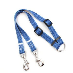 Custom printed double dog leash 360 degree swivel durable no tangle