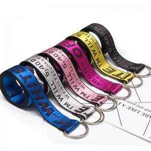 Factory high quality fashion custom embroidered designer mens cinturones offwhite fabric belt